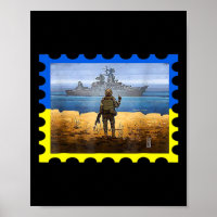 Vintage Retro Ukraine Postage Stamp Flag Pride