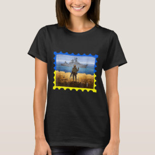 Vintage Retro Ukraine Postage Stamp Flag Pride T-Shirt