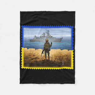 Vintage Retro Ukraine Postage Stamp Flag Ukrainian Fleece Blanket