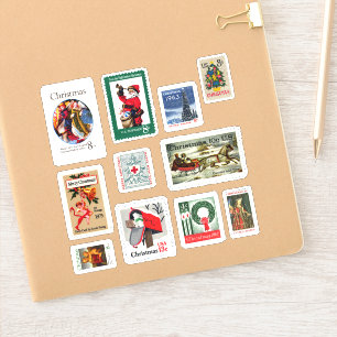 Vintage Retro US Christmas Postage Stamps Set
