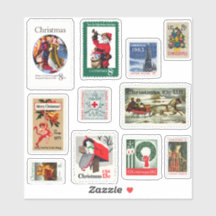 Vintage Retro US Christmas Postage Stamps Set