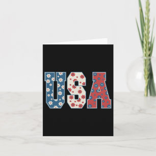 Vintage Retro Usa 4th Of July Patriotic Daisy Flow Card