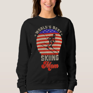Vintage Retro Usa Flag World S Best Skiing Mum Ski Sweatshirt