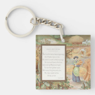 Vintage Retro Valentine, Country Farm Landscape Key Ring