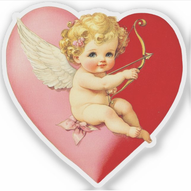 Vintage Retro Valentine Cupid Heart (Front)