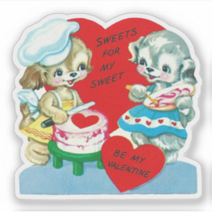 Vintage Retro Valentine Dog Puppy Sweets for Sweet