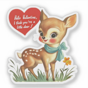 Vintage Retro Valentine Little Deer Pun