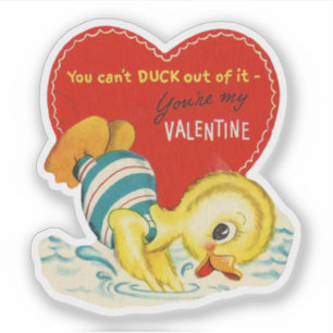 Vintage Retro Valentine Swimming Duck