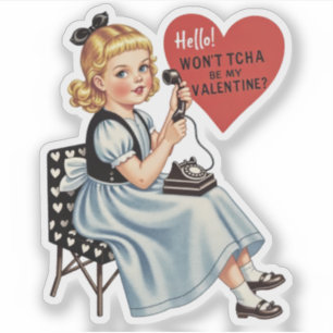 Vintage Retro Valentine Telephone Be Mine