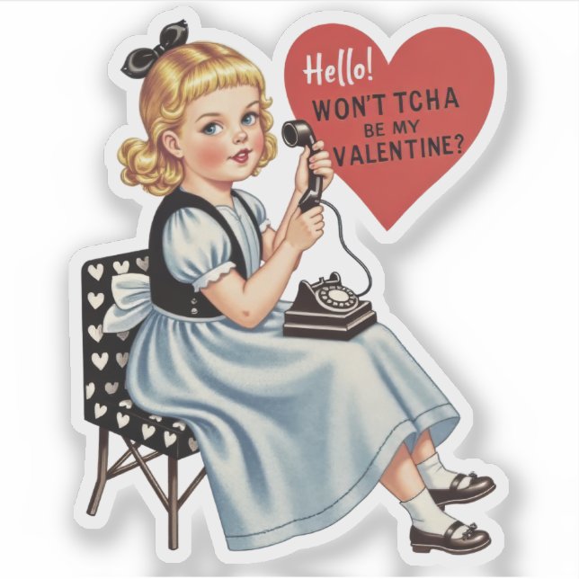 Vintage Retro Valentine Telephone Be Mine (Front)
