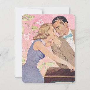 Vintage Retro Valentine's Day Card Pink