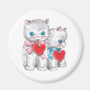 Vintage Retro Valentine's Day Cats, Cute Kitten Magnet