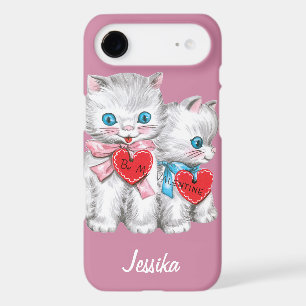 Vintage Retro Valentine's Day Cats, Fluffy Kittens