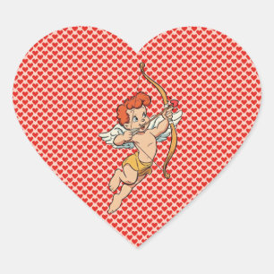 Vintage/retro Valentine's day cupid Heart Sticker