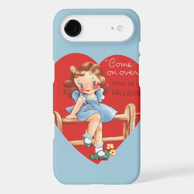 Vintage Retro Valentine's Day, Girl on a Fence (Back)