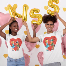 Vintage Retro Valentine's Day, Girl with Cowboy