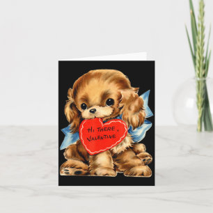 Vintage Retro Valentine's Day Puppy Dog Valentine  Card