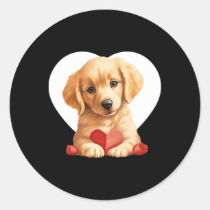 Vintage Retro Valentine's Day Puppy Dog Valentine  Classic Round Sticker