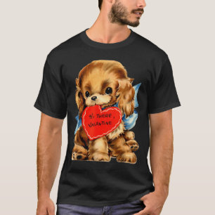 Vintage Retro Valentines Day Puppy Dog Valentine F T-Shirt