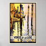 Vintage Retro Venice Italy Travel Poster<br><div class="desc">A reproduction print of a 1920s Art Deco poster promoting tourism to Venice in Italy. Digitally refurbished to bring out the original colors,  even better and fix as many imperfections as possible. Please customize the poster size,  texture,  border and/or frame to suit your taste.</div>