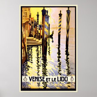 Vintage Retro Venice Italy Travel Poster