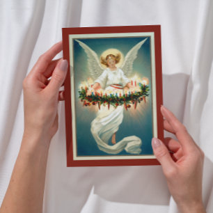 Vintage Retro Victorian Christian Christmas Angel Holiday Postcard