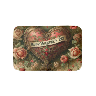 Vintage/retro/Victorian Valentine's day heart Bath Mat