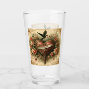 Vintage/retro/Victorian Valentine's day heart Glass