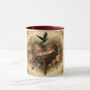 Vintage/retro/Victorian Valentine's day heart Mug