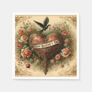 Vintage/retro/Victorian Valentine's day heart Napkin