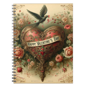 Vintage/retro/Victorian Valentine's day heart Notebook