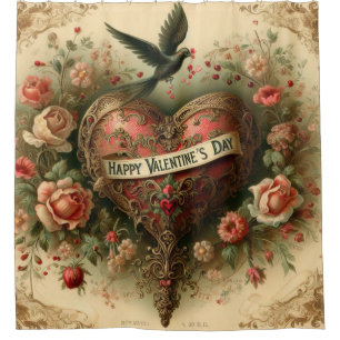 Vintage/retro/Victorian Valentine's day heart Shower Curtain