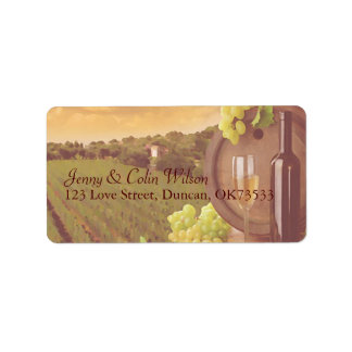 Vintage Retro Vineyard Sunset Wedding Address Label