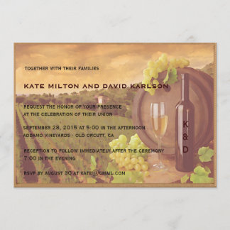 Vintage Retro Vineyard Sunset Wedding Invite