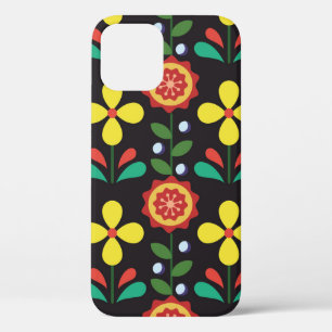 Vintage retro vintage flower vertical lines seamle iPhone 12 case