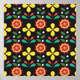 Vintage retro vintage flower vertical lines seamle poster