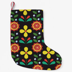 Vintage retro vintage flower vertical lines seamle small christmas stocking