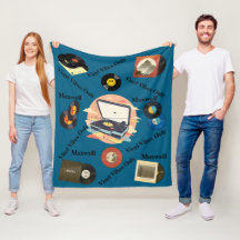 vintage retro vinyl Fleece Blanket