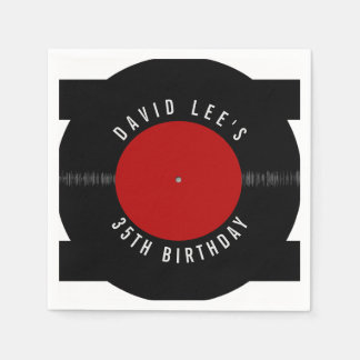 Vintage Retro Vinyl Record Personalised Party  Napkin