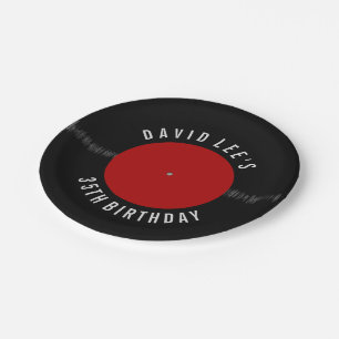 Vintage Retro Vinyl Record Personalised Party Paper Plate