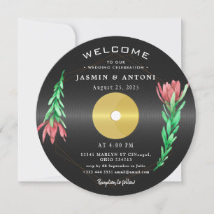 Vintage Retro Vinyl Record QR Wedding Invitation