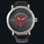 Vintage Retro Vinyl Record (Red) Personalised Watch<br><div class="desc">Vintage Retro Vinyl Record design,  retro yet modern chic. For retro-style lovers or music lovers.</div>
