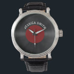 Vintage Retro Vinyl Record (Red) Personalised Watch<br><div class="desc">Vintage Retro Vinyl Record design,  retro yet modern chic. For retro-style lovers or music lovers.</div>
