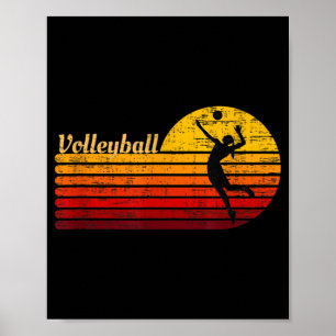 Vintage Retro Volleyball Player Graphic Poster