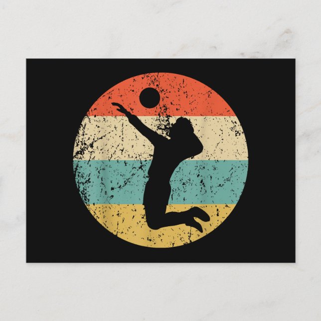Vintage Retro Volleyball Player Holiday Postcard (Front)