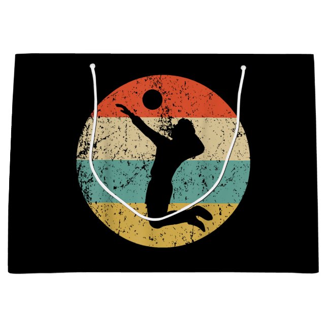 Vintage Retro Volleyball Player Large Gift Bag (Front)