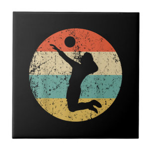 Vintage Retro Volleyball Player Tile