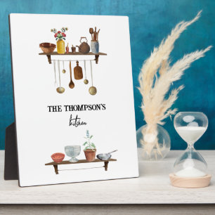 Vintage Retro Watercolor Kitchen Utensils Plaque