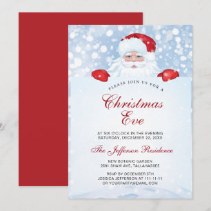 Vintage Retro Watercolor Santa Claus Christmas Eve Invitation