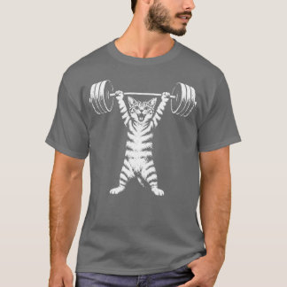 Vintage Retro Weight Lifting Gym Cat Deadlift Funn T-Shirt